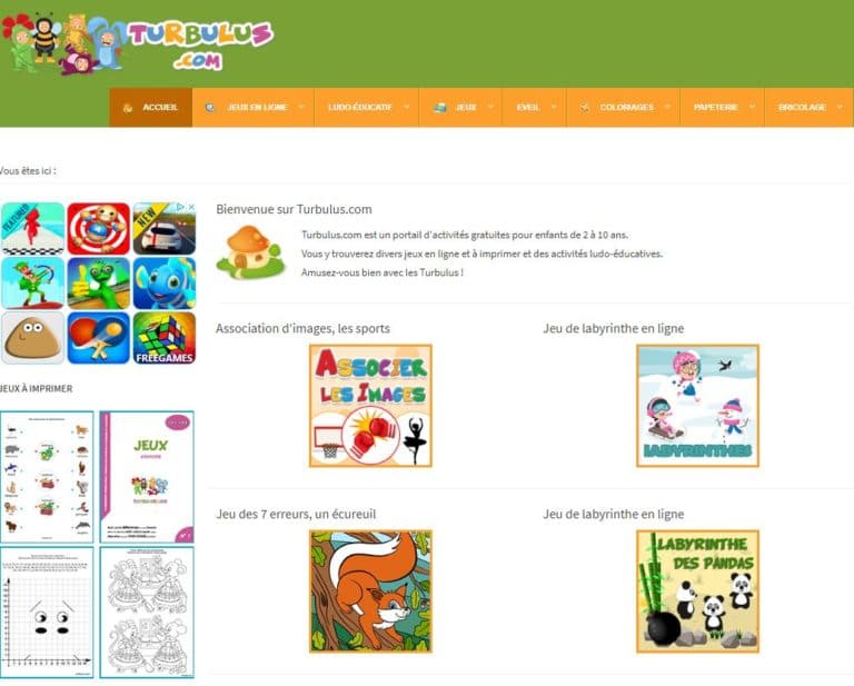 Jeux à imprimer pour enfants de 3-4 ans - Turbulus, jeux pour enfants